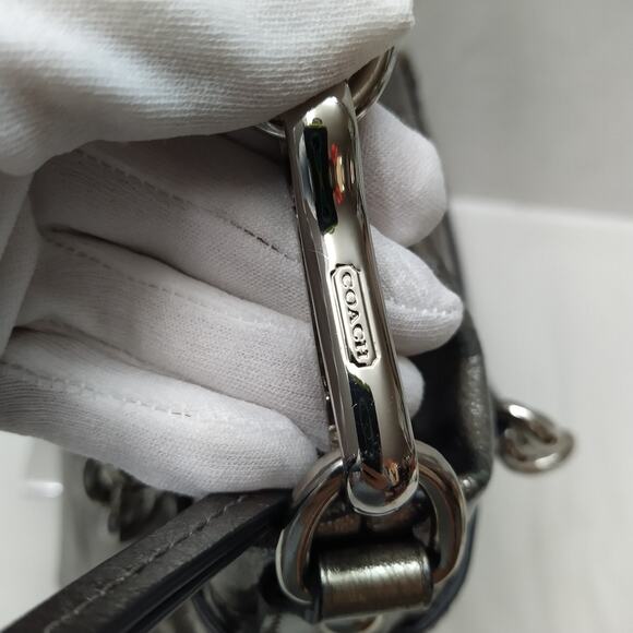 Coach Brooke Metallic Gray Leather Zipper Closure Hobo Shoulder Bag - Picture 5 of 16